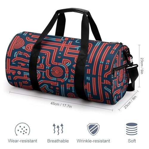 Travel Duffle Bag Blue And Red Pattern Weekender Bags for Women Large Capacity Travel Overnight Bags Foldable Carry On Tote Bags Lightweight Sport Gym Bag For Travel/Gift2