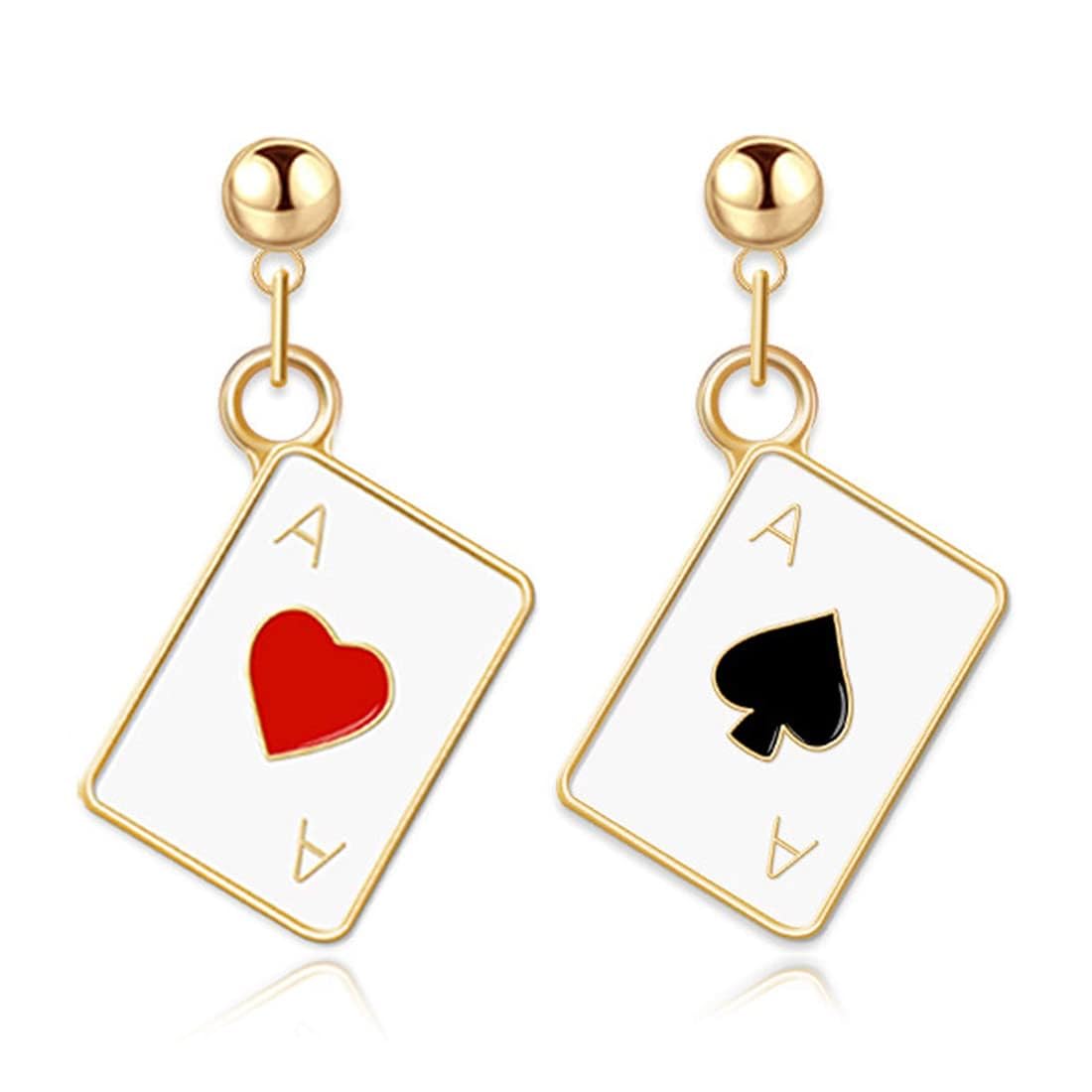 COLLBATH 2 Paia Di Orecchini Da Donna A Forma Di Poker Orecchini