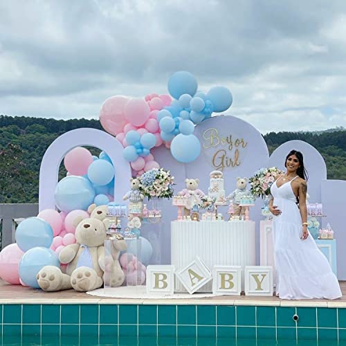 Image of CANREVEL Gender Reveal Pink and Blue Balloons 120 pcs Macaron Blue Pink Latex Balloons Garland Arch kit for Baby Shower Birthday Bridal Shower Wedding Anniversary Party Decorations