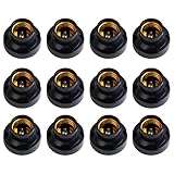 Lot de 12 Douilles E27 Vintage – Support Ampoule E27 Universel Noir, Douille Lampe LED E27 Rétro pour Suspension Luminaire, Plafonnier et Décoration Maison