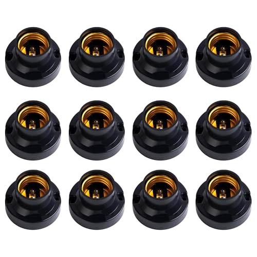 Lot de 12 Douilles E27 Vintage – Support Ampoule E27 Universel Noir, Douille Lampe LED...