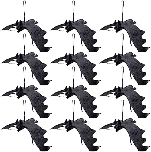 ATDAWN Halloween Hanging Bats, Rubber Bats, Realistic Looking Spo...