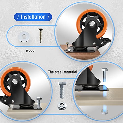 Image of 4 inch Swivel Plate Casters, 1200Lbs Capacity with Brake