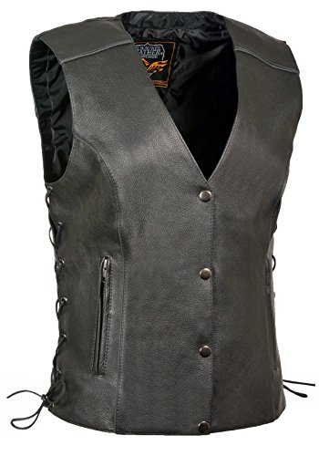 Milwaukee WOMEN LEATHER VEST WITH SIDE LACE AND REFLECTIVE PIPING S
