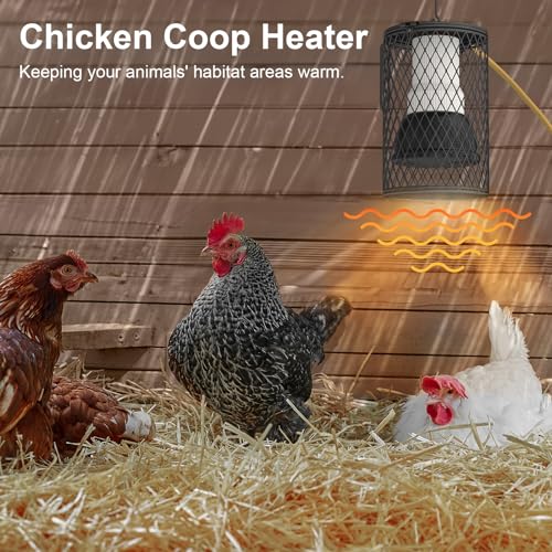 Chicken Coop with Heat Lamp Blub No Light, 80\" Small Chicken House for Winter Outdoor, Wooden Chicken Pen Hen House for 2-4 Chickens Run, Brown - Thumbnail 2