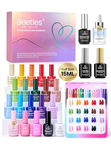 Image of Beetles Summer Gel Polish Set - Everyday Muse Collection, 20 Colors 15ML Full Size Pink Blue Bright Gel with Base Top Coat Trendy Uv LED Lamp Salon DIY Nails Gifts for Women | Everyday Muse includes 20 full-size 15ml gel colors with base and top coat, cure with a UV /LED lamp..