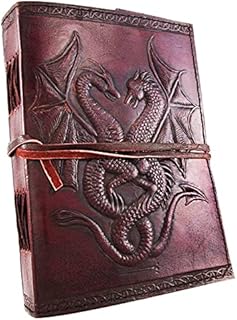 HG-LTHR 18 cm double dragon Leather Blank Book grimoire leather journal book of shadows spell book leather diary journal notebook sketchbook gift for artists