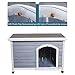 Petsfit Wooden Dog House Extreme Outback Log Cabin Weatherproof Outdoor Pet Kennel, Light Grey, Large/45.6
