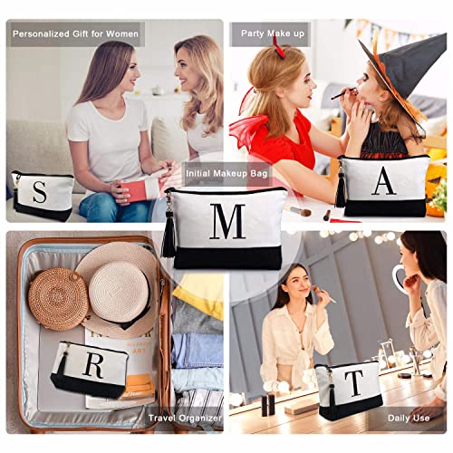 Beegreen Birthday Gifts For Women Unique Personalized Makeup Bag For Mother Initial Canvas Cosmetic Bag With Inner Pocket And Tassel For Graduation Gifts Teachers Friends Embroidery (Letter N) #TOP5