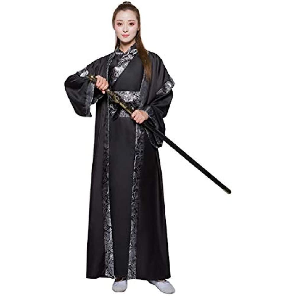 tradycyjnej chińskiej odzieży Starożytny chiński strój szermierza dla dorosłych tradycyjny strój Hanfu Cosplay wojenny(Black,Small)
