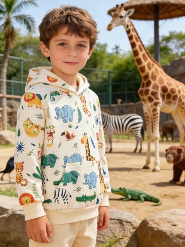 Image of Akyzic Baby Boys Dinosaurs Hoodie Boys Shark Pullover with Pocket Kids Truck Warm Sweatshirt Sweater