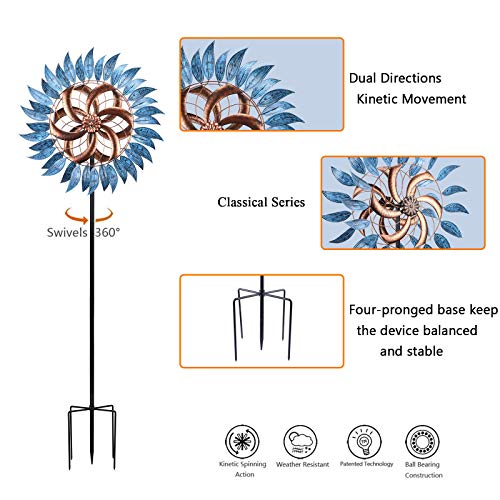Wind Spinner Large Wind Mill Metal Outdoor Indoor Large Two-Way Wind Sculptures For Garden Patio Yard Decor #TOP4