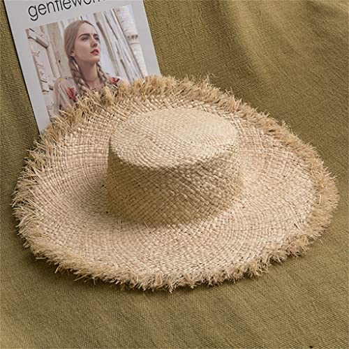 Chapeau de raffia contre les coups de soleil style panama à large bord