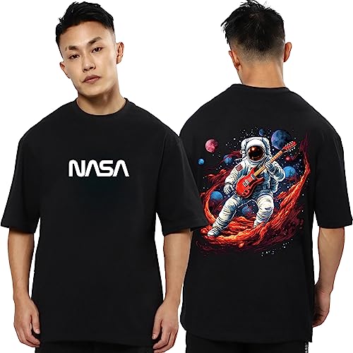 Image of Mens Oversized Printed Half Sleeve Branded Cotton T-Shirt for Mens || Back Printed t Shirts for Men || Oversized t Shirts for Men