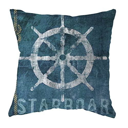 Dskgsjh Coastal Throw Pillow Covers Set Of 4 Ocean Anchors Theme Nautical Outdoor Navy Blue Cushion Pillow Cases For Patio Couch Sofa Beach Car Home Decoration Throw Pillow 18X18 Inch #TOP4