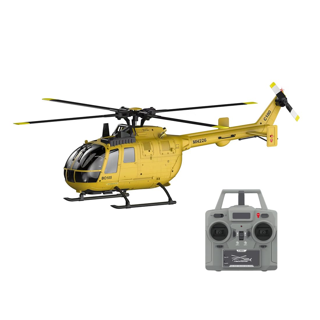 Ferngesteuert Hubschrauber Outdoor, C180 1/25 2.4G 6CH RC Helikopter mit LED-Leuchten, E-Tast-Start/Landung, Barometer + TOF-LiDAR-Höhenhaltung, Geschenke für Erwachsene - RTF
