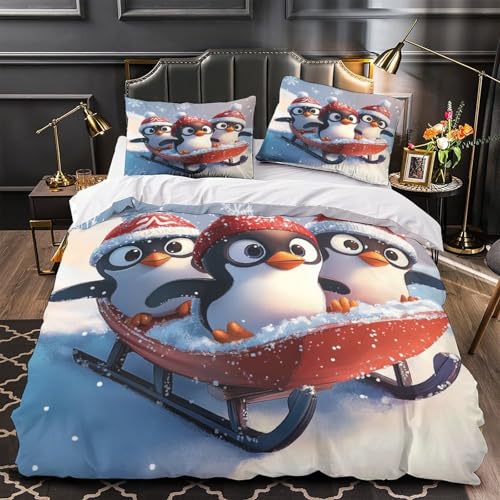 Housse de couette hypoallergénique 3D pingouin de Noël - 2
