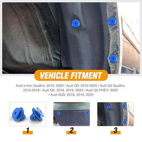 Image of GOOACC 50Pcs Blue Nylon Wheel Arch Opening Moulding Exterior-Wheel Fender Flare Moulding Clips Retainers with Sealer Compatible with VW /Audi 8U0-853-909, 8U0853909