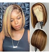 Dorosy Hair Blonde Highlight Bob Wigs Human Hair Brazilian Hair Ombre 13x4 Lace Front Wigs Ombre ...