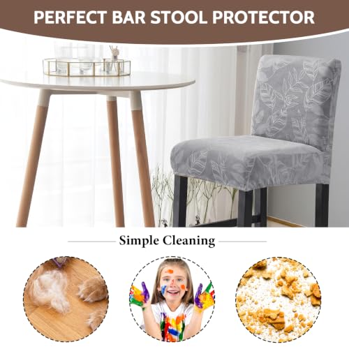 Image of FUANGUI Bar Stool Covers Set of 4, Stretch Bar Stool Seat Covers | Washable Removable Bar Chair Covers with Backs Slipcovers, Bar Chair Covers Square for Kitchen Dining Room Cafe
