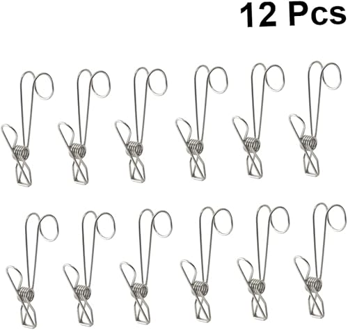 Miniatura 4 de Cabilock 12 piezas de alta resistencia para ropa Pin de lavandería Ganchos de clip de acero para ropa Estante de toalla colgante Clip de alambre