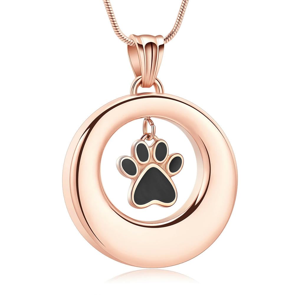 Colliers urnes pour cendres premium - Médaillon gravé or rose et pendentif de deuil haut de gamme