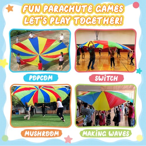 image for Sonyabecca Parachute, Play Parachute 10ft 12ft 16ft with 12 Handles 20
