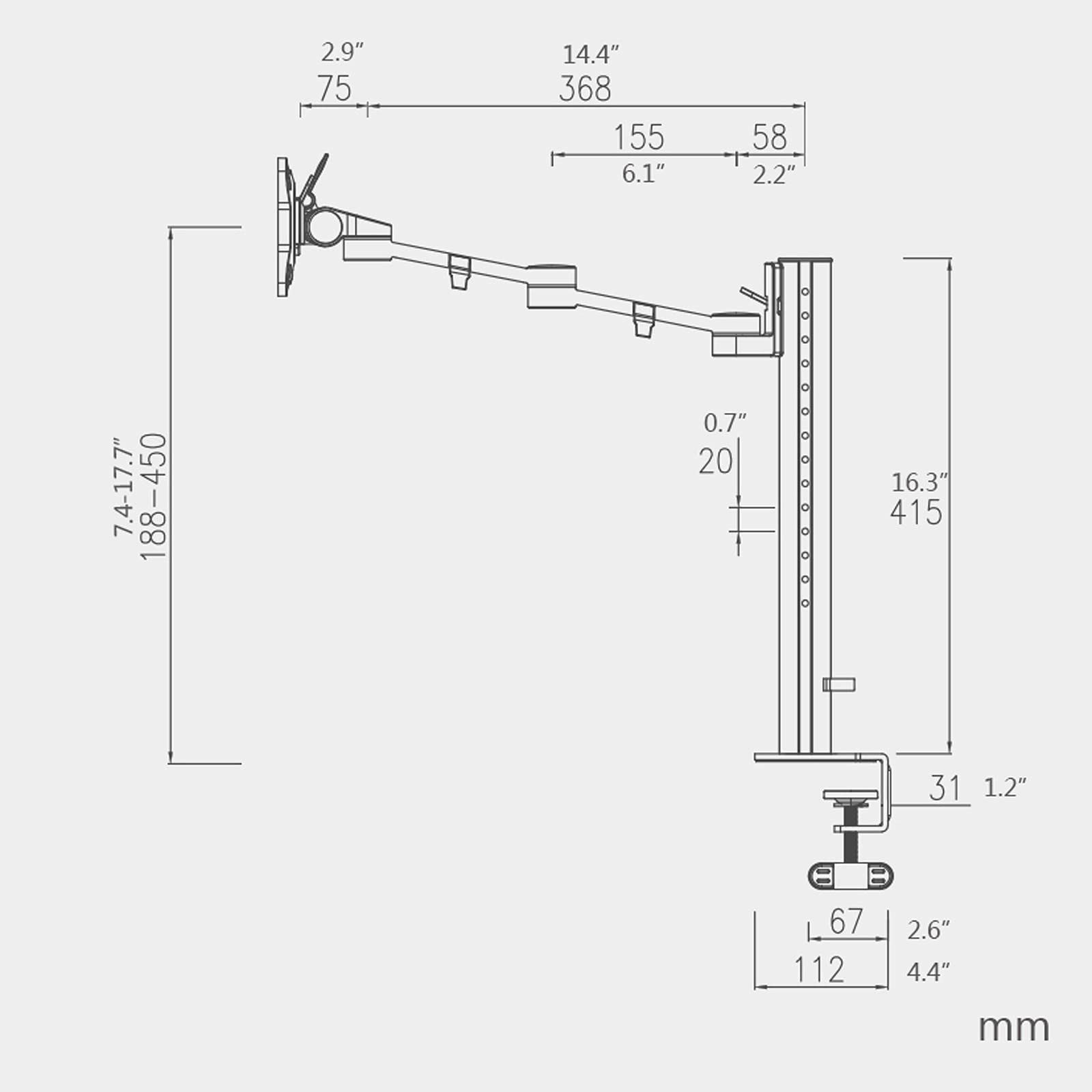 Support Moniteur 17 "-32" Alliage d'aluminium moniteur moniteur de moniteur de colonne de montage de colonne de montage de moniteur de montage de moniteur de montage de moniteur avec pince , kit d'œil