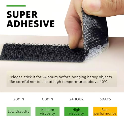 Ultra Power Lock Strips - selbstklebende Klettband-Streifen mit extrem starkem Klettverschluss-Streifen mit Extrem Starker Haftung, Wetterfest, UV- und Temperaturbeständig, 4 Stück, 50 x 25 mm