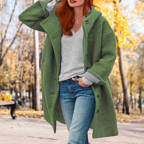 ZOCAVIA Women's Wool Blend Long Hooded Pea Coat Winter Solid Mid Length Single Breasted Overcoat Casual Jacket with Pockets3