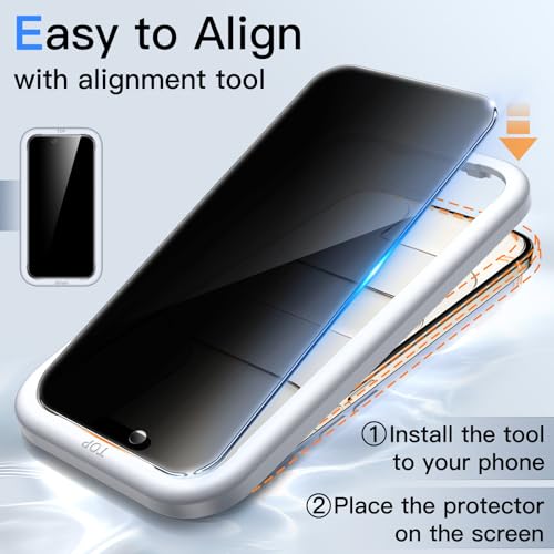 Image of JETech Privacy Screen Protector for iPhone Air with Camera Lens Protector, Anti-Spy Tempered Glass Film, Easy Installation Tool, 6.5-Inch Display, 2-Pack Each