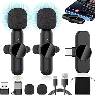 Mini Microphone for Iphone/Android Phone/Pc/Ipad,Wireless Microphones&Receiver,Wireless Lavalier Microphone Small Tiny Usb…
