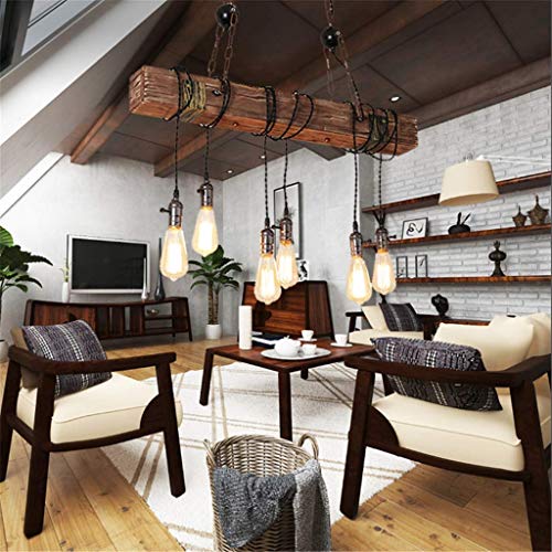 Farmhouse Lighting Rustic Chandelier Dining Room Lighting Fixtures Hanging Farmhouse Chandelier Chandeliers 6 E26 Bulb Sockets Industrial Suspension Light Line Can Be Adjusted Freely (With Switch) #TOP4