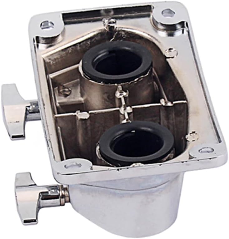 Zerodeko Metal Double Hole Drum Tom Mount Clamp Bracket Percussion Accessory Wc80 Drum Connector Base Plate Compatible with Tom Cymbal Holder Double Mount Hardware