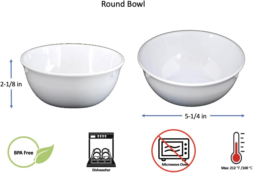 Western Melamine Nappie Bowl Soup Cereal Fruit Snack Bowls, 15-Ounce, 5-1/4" dia., White or Tan #315 (24, White)