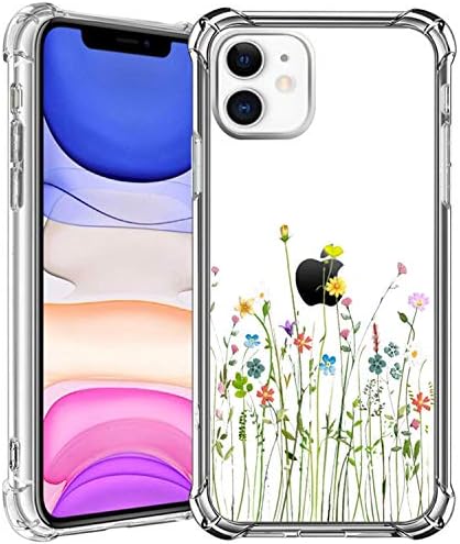 HBorna Case for iPhone 11, Soft Silicone Clear Cover for Women, with Design Floral Pattern, Slim Protective TPU Case for 2019 iPhone 11 6.1 Inch, Bouquet