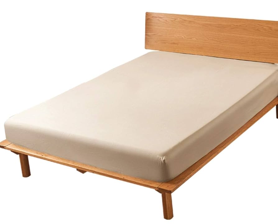 ダブルロングサイズ、ベッド用ボックスシーツ、140×215×30cm、ベージュ色 ダブルロングサイズ、ベッド用ボックスシーツ、140×215×30cm