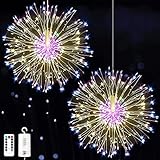 YUANJ Mehrfarbig Lichterkette Feuerwerk, 2 Stück LED Feuerwerk Batterie mit Fernbedienung, 8 Modi IP65 Wasserdicht, Weihnachtsdeko für Aussen, Innen, Garten, Party…
