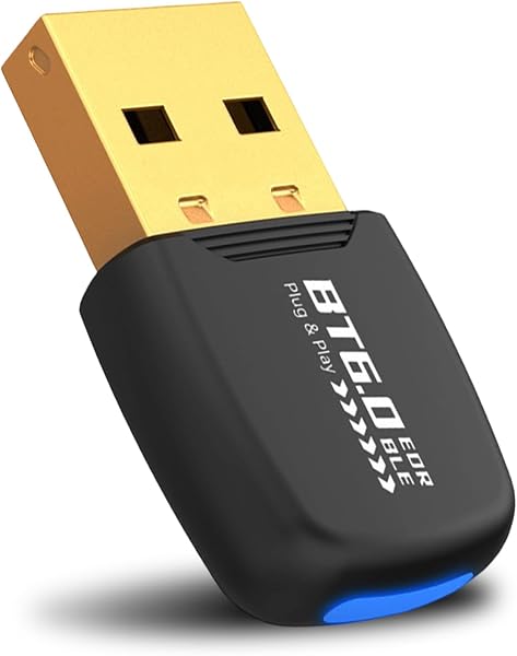 Bluetooth 6.0 Adapter Dongle für PC, USB Bluetooth Stick für Maus, Tastatur, Kopfhörer, Handy, Low Latency, Plug & Play,Controller, nur für Windows 11/10/8.1, Mit Heckleuchte, A - 1