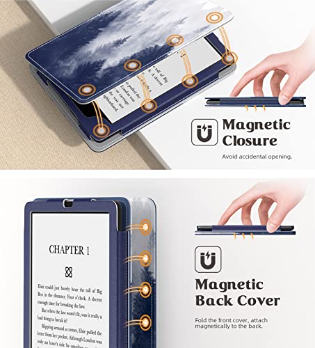 Image of MoKo Case for 7 inch /6.8 inch Kindle Paperwhite(12th /11th Generation-2024 /2021) and Kindle Colorsoft Signature Edition, Slim PU Shell Cover Case with Auto-Wake /Sleep for Kindle Paperwhite 2024, Gray Forest