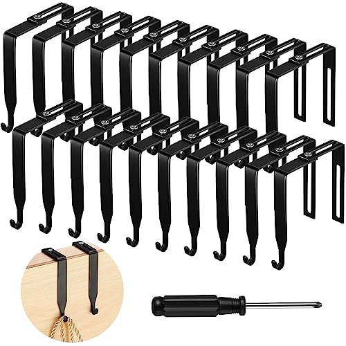 Pelopy 20 Pcs Adjustable Cubicle Wall Hooks,Metal Cubicle Hangers For Hanging Black Cubicle Coat Hanger Thick Door Mirror Hanger Universal Partition Hanger With Cross Screwdriver For Office #TOP28