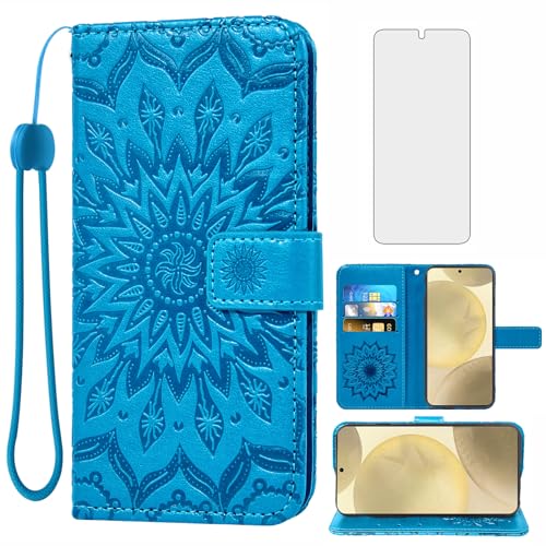 Étui portefeuille Samsung S25 Plus / S24 Plus anti-choc avec vitre de protection écran