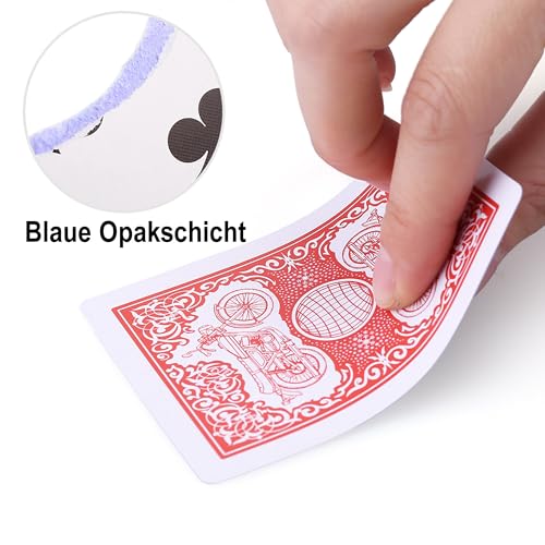 LotFancy 12er Pokerkarten Set, Spielkarten in 54 Karten, Poker Kartendeck, Profi Playing Cards für Texas Holdem, Poker, Blackjack, Bridge (blau und rot)