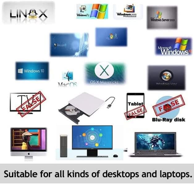 Unidad externa lectora y grabadora de CD/DVD USB 3.0 miniatura 6