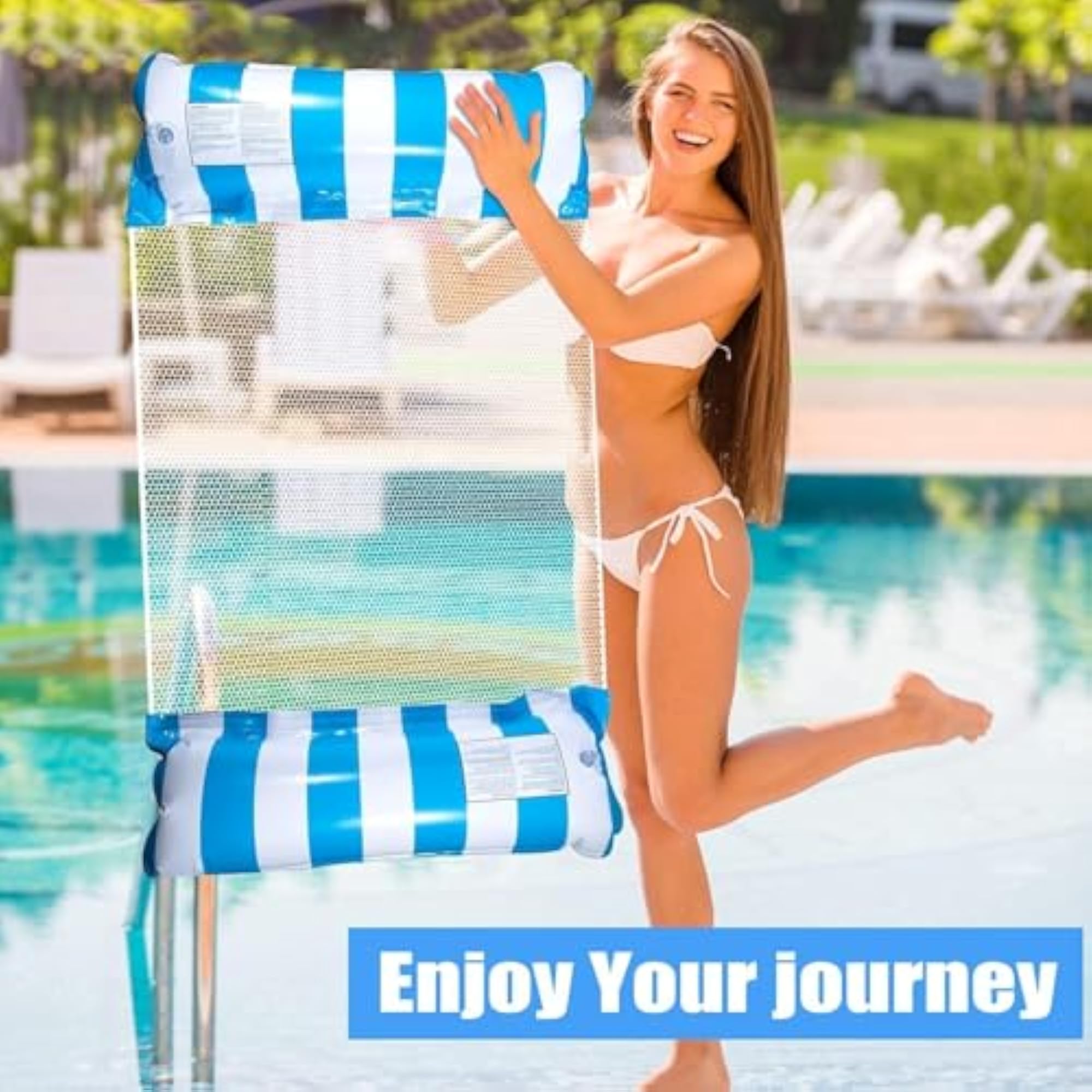 Inflatable Swimming Floating Bed, Adults Water Bed Lounge