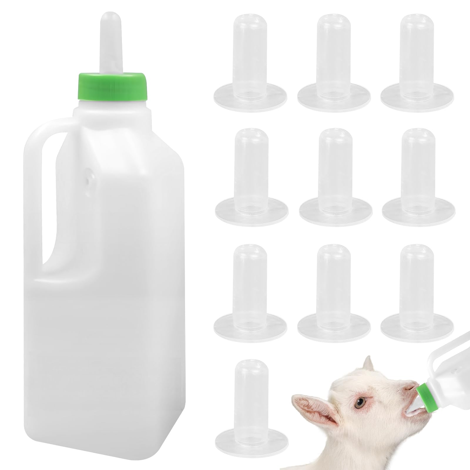 Animal Feeding Bottle with 10 Nipples: PRITOK 850ml Lamb Nursing Bottle, Goat Nipple and Bottles Set, Livestock Milk Bottl e, Calf Milk Feeder Bottl e, Lam b Feeding Bottl e Kit for Sheep Piglets