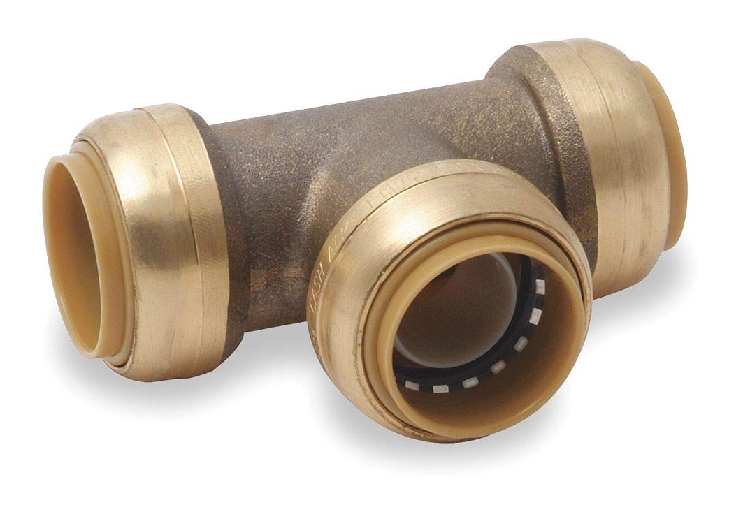 SharkBite 1 Inch Tee, Pack of 3, Push to Connect Brass Plumbing Fitting, PEX Pipe, Copper, CPVC, PE-RT, HDPE, U374LF
