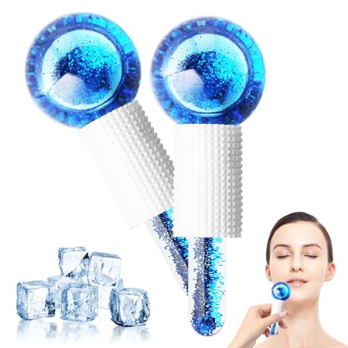 GeeRic 2 Un Rodillo Facial Ice Globes,Masaje de Hielo Bola,Bola de Belleza de Hielo Facial, Masajeadores Faciales Para Piel Fría,Educe la Hinchazón y Las Ojeras, Para Rutina Aprieta La Piel Rosa