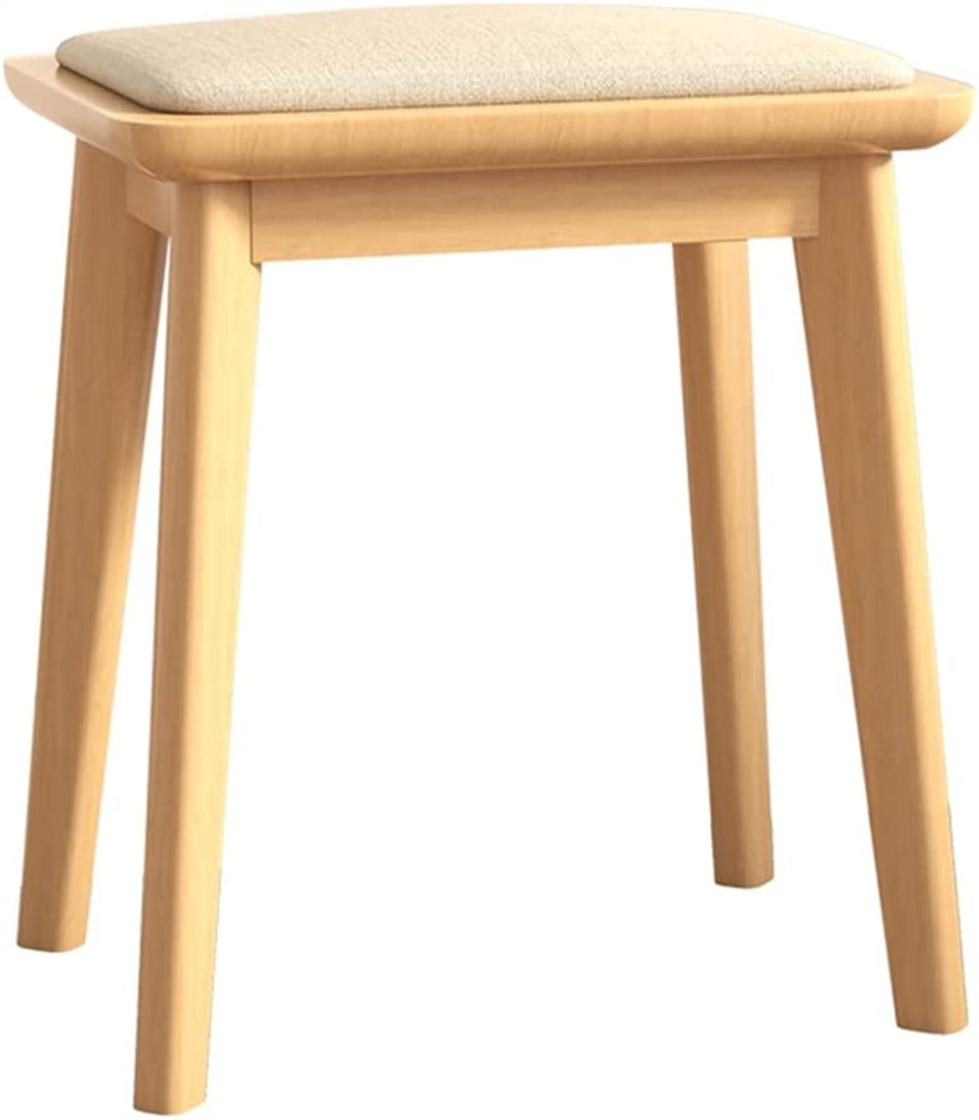 GRDDBZA Vanity Bench with Padded Cushion, Vanity Chair Wooden Makeup Stool Restaurant Wooden Dining Stool Bedroom Stool Dressing Stool Shoe Changing Stool(Wood Color)