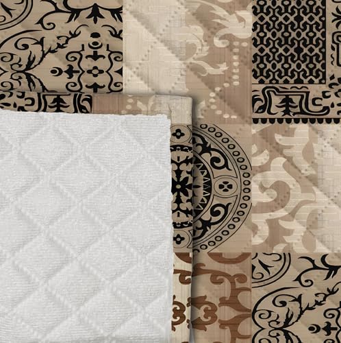 Image of Decorian Premium Soft Quilted Velvet Sofa Cover Mat, Sofa Seat Runner for Couch (Beige Square, 2 Seater)
